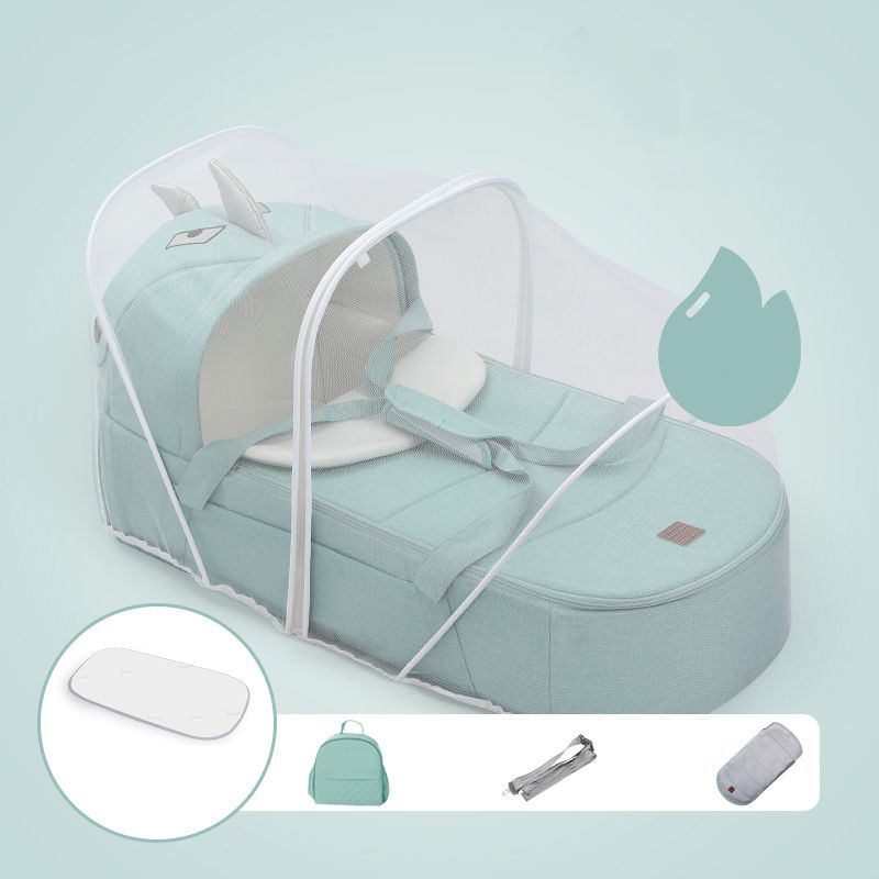 Portable Metal Bassinet Oval Moses Basket in Green for Newborn