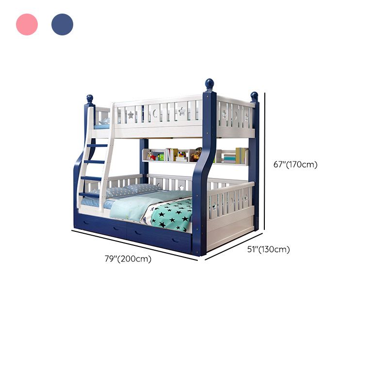 Contemporary Solid Wood Pine Slat Princess Standard Storage Bunk Bed