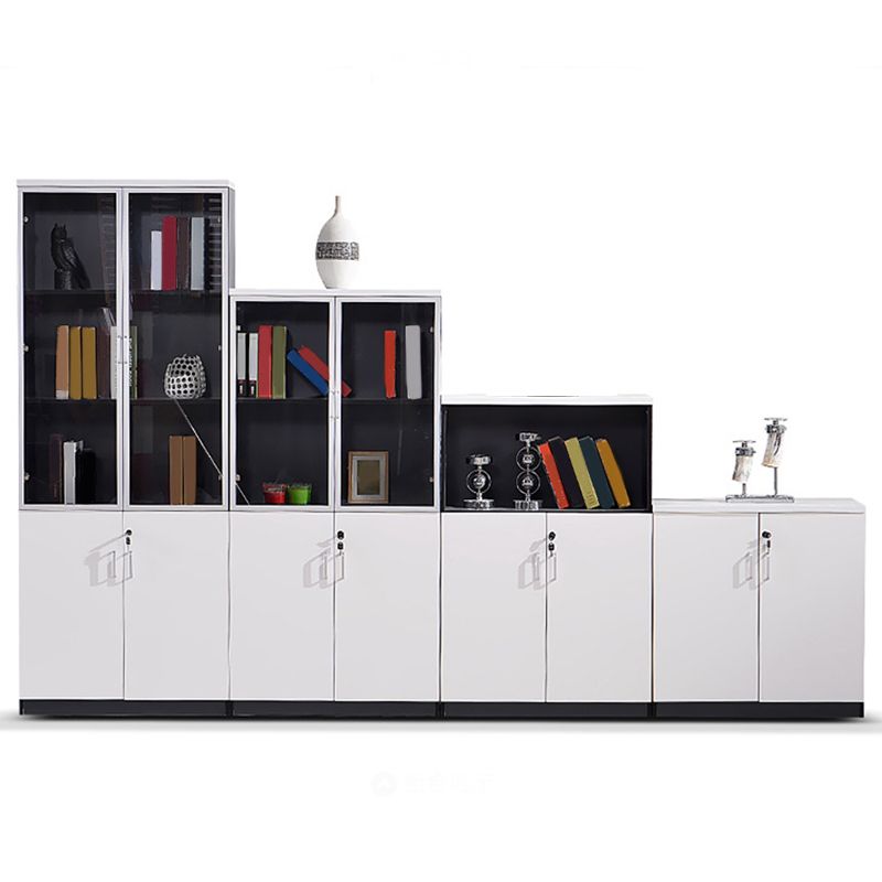 Modern Vertical File Cabinet Glass Detail Wood File Cabinet with Storage Shelves