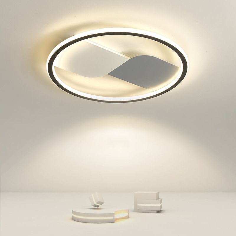 Modern Style Round Ceiling Light Metal 1 Light Ceiling Lamp for Bedroom in Black