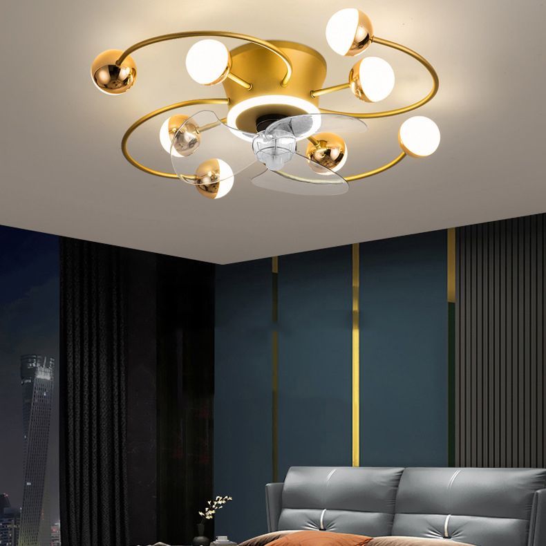 Black / Brass Ceiling Fan Light 9 - Light LED Modernism Fan Lighting Fixture