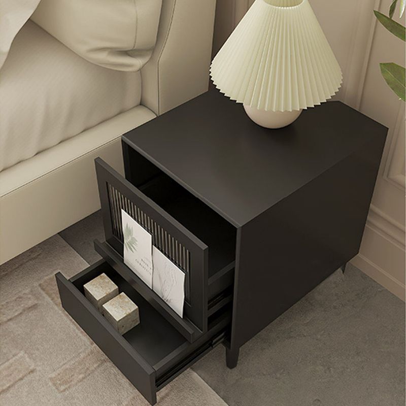 Solid Wood Bed Nightstand Industrial Night Table with Drawers