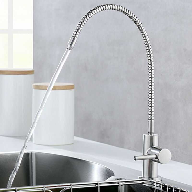 Farmhouse One Handle Kitchen Faucet High Arch Water Filler in Silver