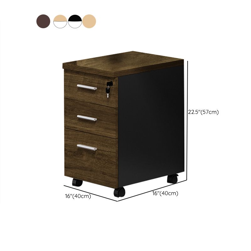 Contemporary File Cabinets Solid Wood Frame File Pedestal with Key Lock