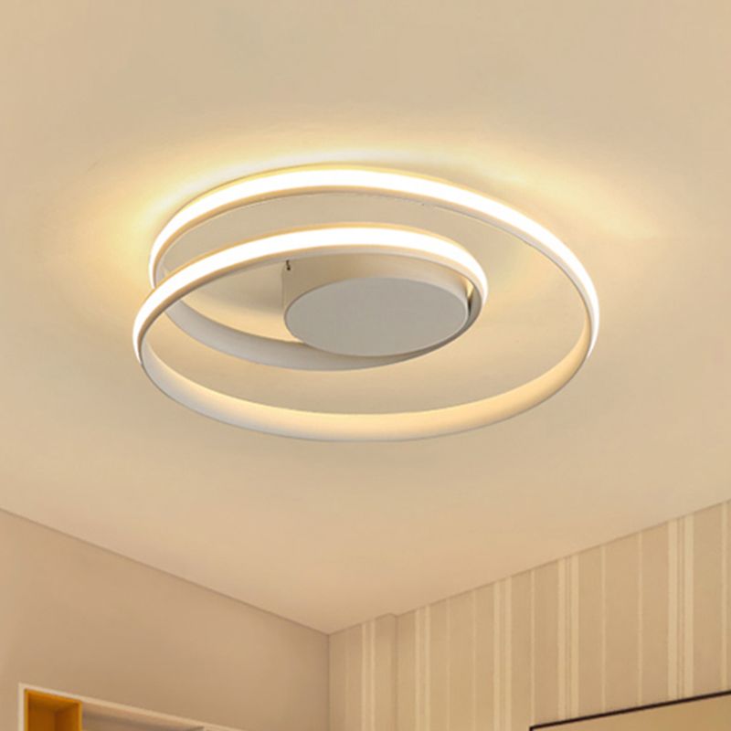 Loop Ceiling Lamp Simple Acrylic LED Black/White 18"/23.5" Wide Flush Light Fixture in Warm/White Light