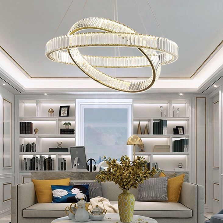 Circular Pendant Lighting Fixtures Modern Crystal Ceiling Chandelier