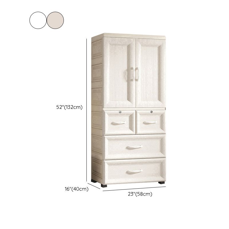 White Colour Plastic Wardrobe Cloth Rod Included Youth Armoire for Home