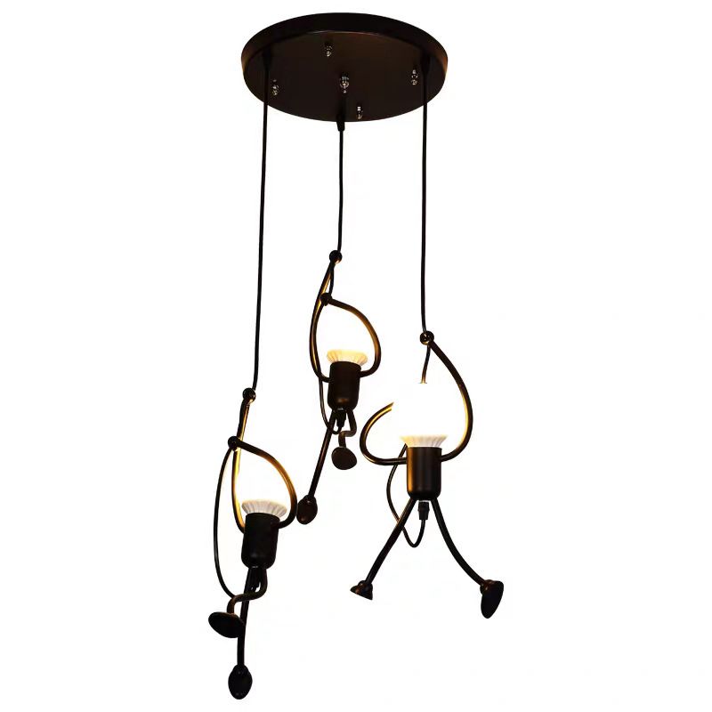 Black Exposed Bulb Pendant Ceiling Light Loft Style Metal Living Room Pendant Light Fixture