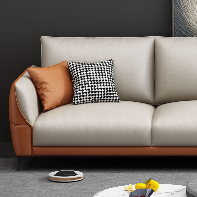 Stain Resistant Contemporary Settee Couch with Pillows in Orange/white