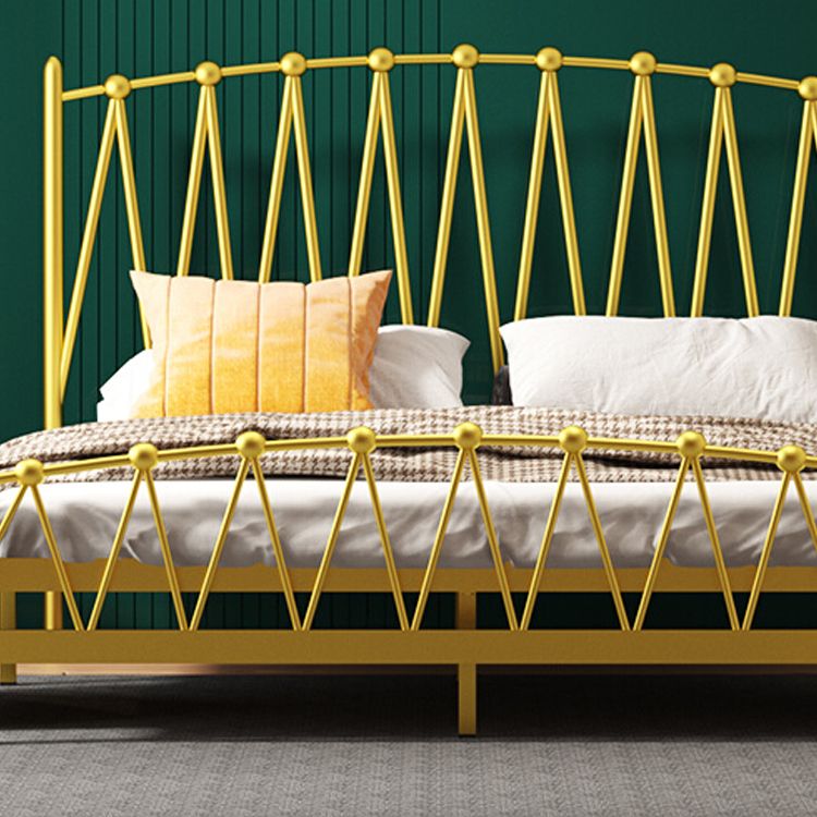 Scandinavian Iron Bed with Open-Frame Headboard and Footboard