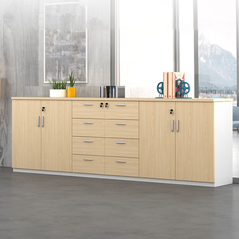 Modern File Cabinet Solid Wood Lateral File Cabinet with Storage Shelves