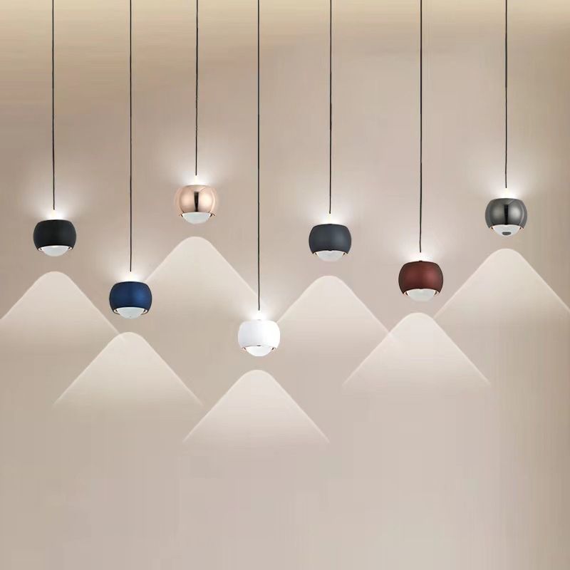 Postmodern Style Aluminum Pendant Light Colorful 4" Wide LED Hanging Pendant for Bedroom