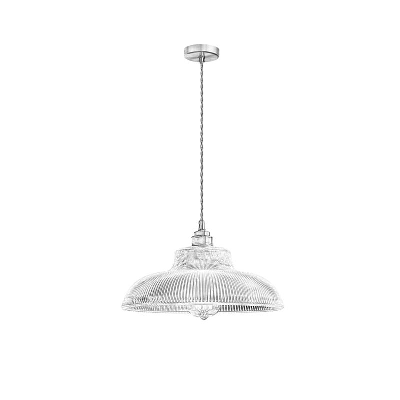 Retro Industrial 1 Light Pendant Prismatic Clear Glass Dome Pendant Lamp for Coffee Shop