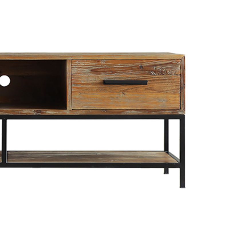 Industrial Wood TV Console Open Storage TV Media Stand for Living Room