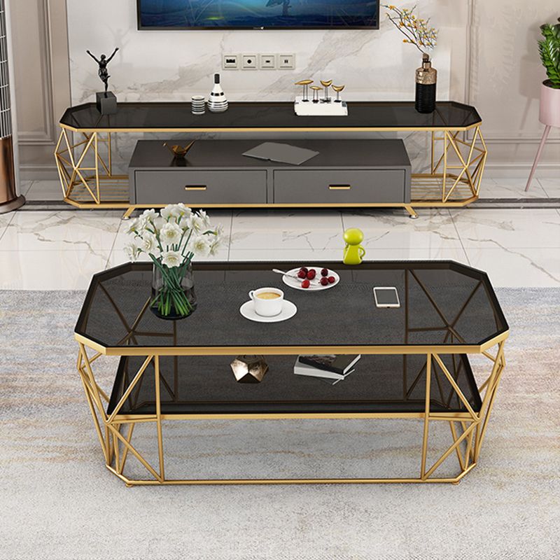 Open Storage TV Stand Console Glam Media Console TV Stand for Living Room