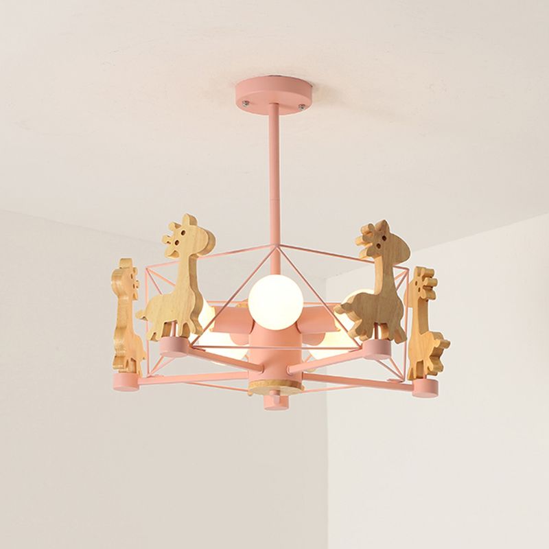 Metal Giraffe Pendant Light Kit Nordic Style Ceiling Chandelier for Kids Bedroom