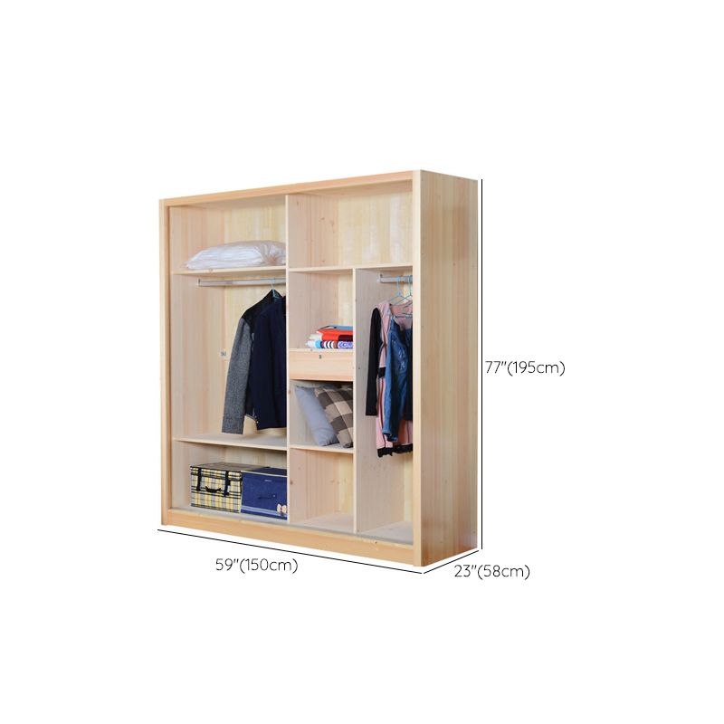 Brown Rustic Kid's Wardrobe High Gloss Wooden 2-Door Kids Closet