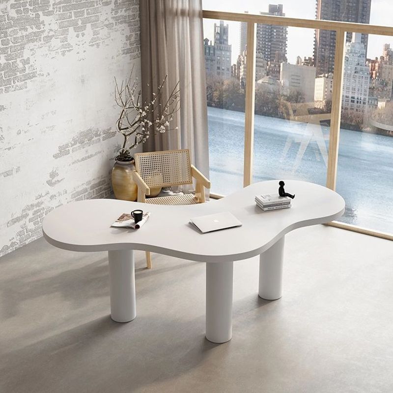 Special-Shaped Office Laptop Table White / Black Writing Desk for Office