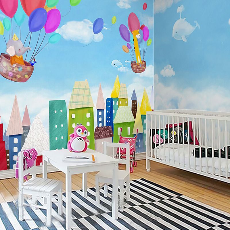 Fresh Mural Sky Blue Balloon Extra Large Wall Covering, Customized Size Available