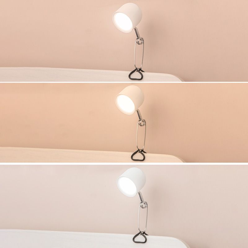 Macaron Style Bell Clamp-on Lamp Metal Bedroom LED Table Light with Adjustable Joint