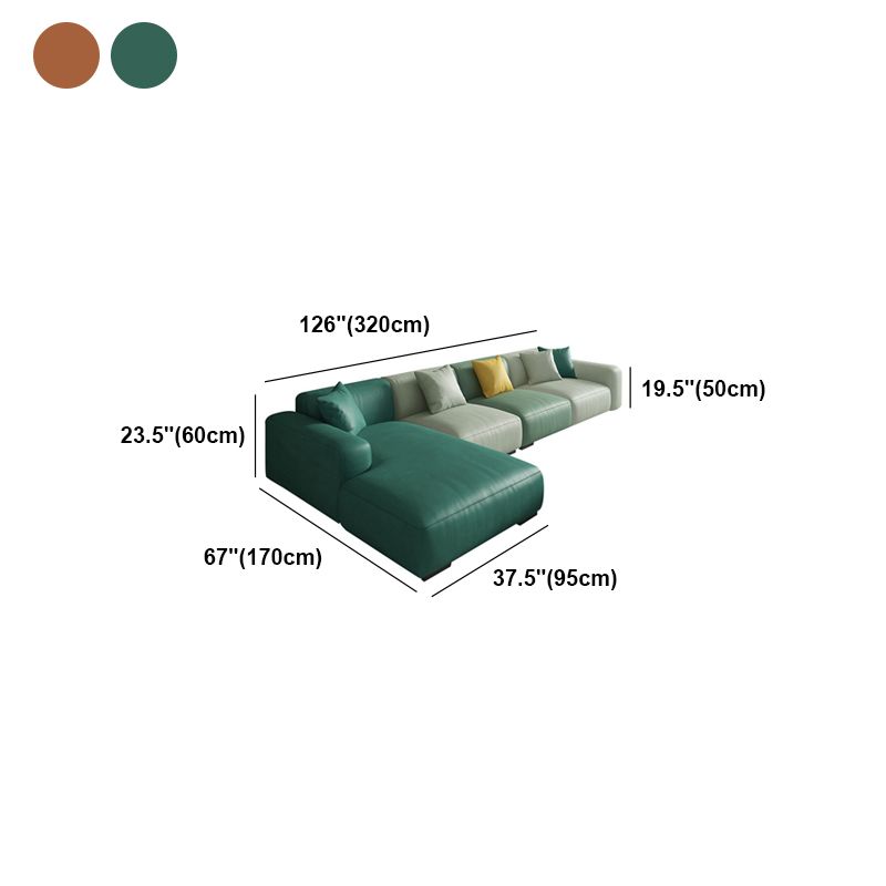 Contemporary Loose Back Sofa & Chaise 125.98*66.93*23.62 Recessed Arm Sofa