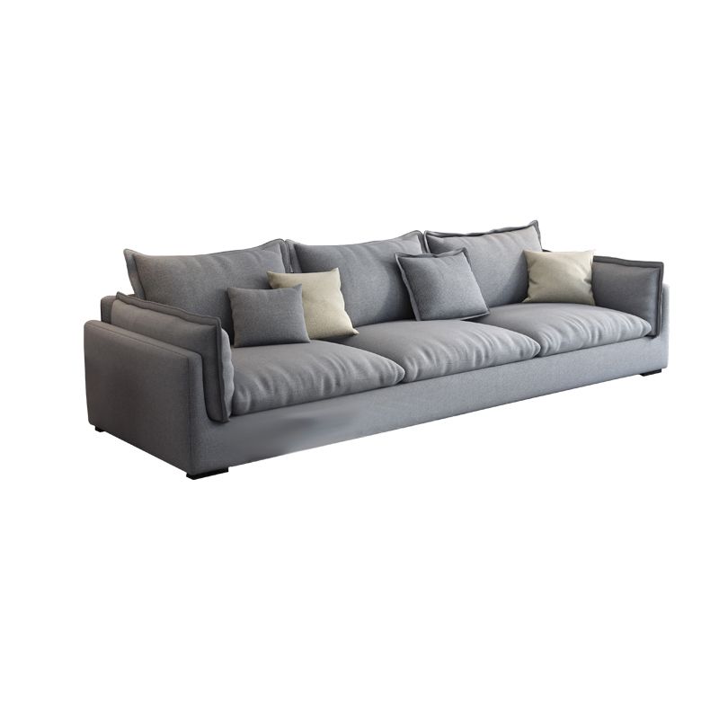 Living Room Gray Stationary Sofa Recessed Arm Standard Cushions Couch