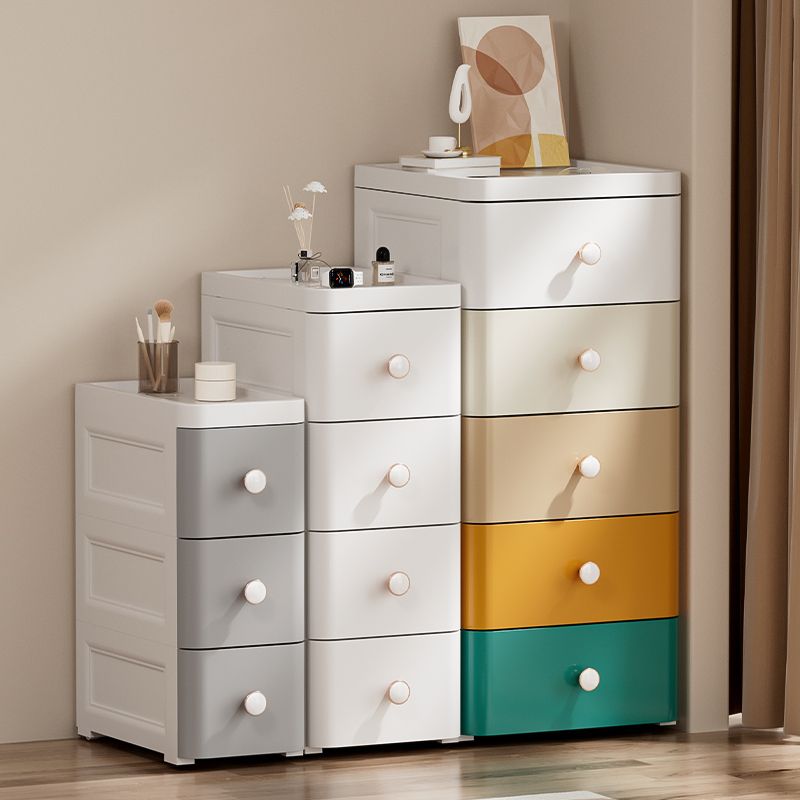 Ultra Modern Vertical Plastic Kids Nightstand with Drawers for Bedroom