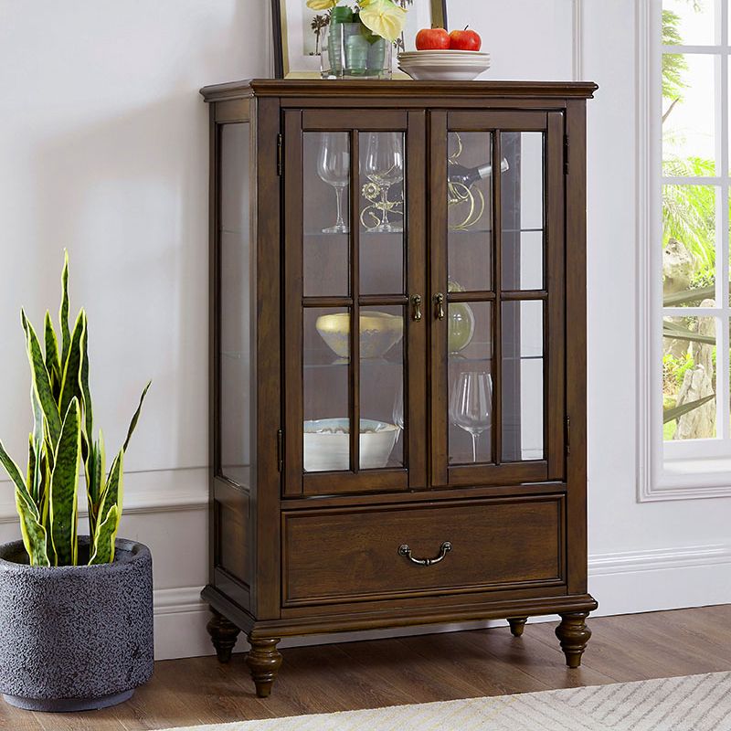 Traditional Curio Cabinet Birch Buffet Cabinet with Door for Bedroom