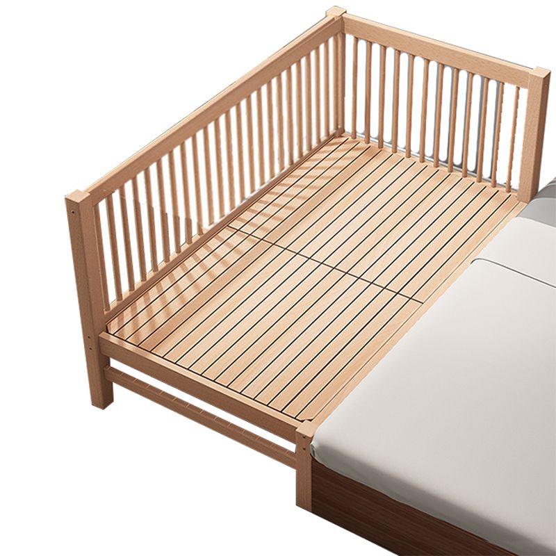 Solid Wood  Baby Crib Farmhouse Birch Nursery Bed with Guardrail