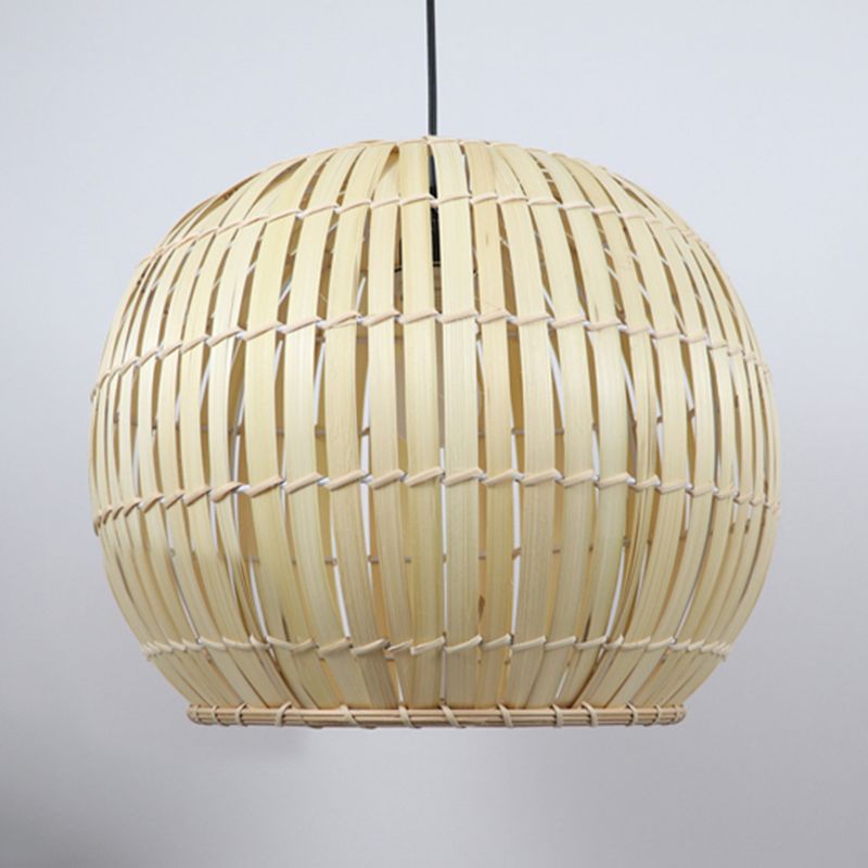 Bamboo Shade Pendant Lampe Modern Elemy 12 "/ 16" W 1 Bulbe Beige / Brown Plafond Éclairage pour le restaurant