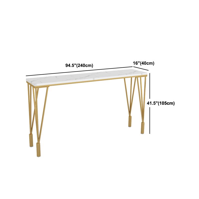 Marble Top Rectangle Bar Table Luxurious Bistro Table with 4 Legs in Gold