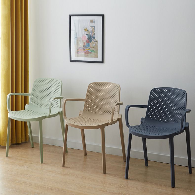 Plastic Modern Contemporary Kitchen Chair Arm Solid Back Dining Room Chair