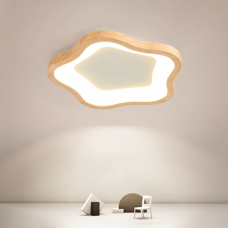 Wood LED Ceiling Light Modernism Flush Mount Lighting for Foyer