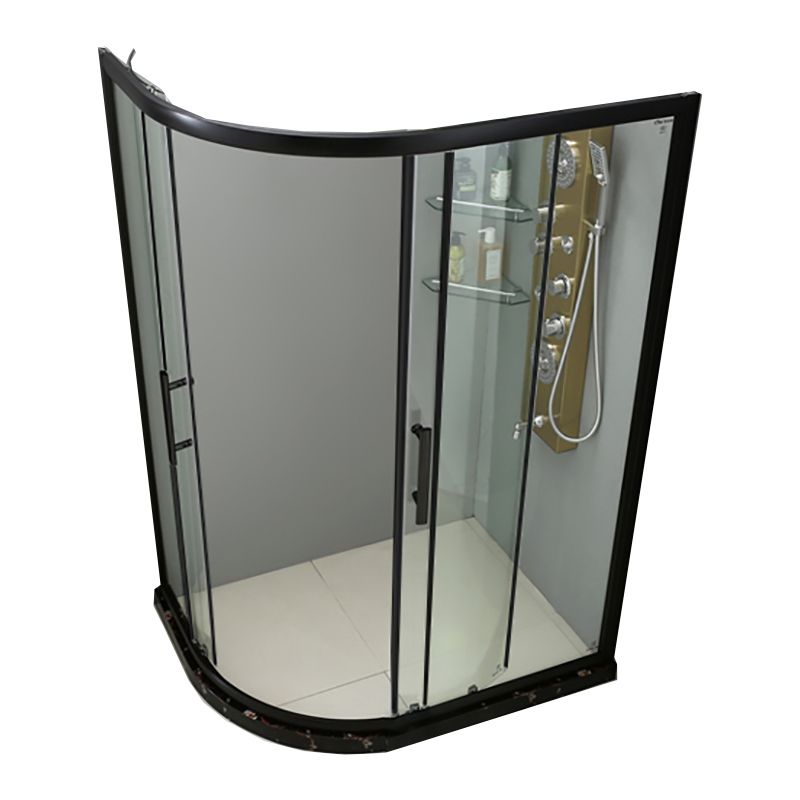 Black Framed Shower Stall Easy Clean Glass Shower Kit with Fixed Panel