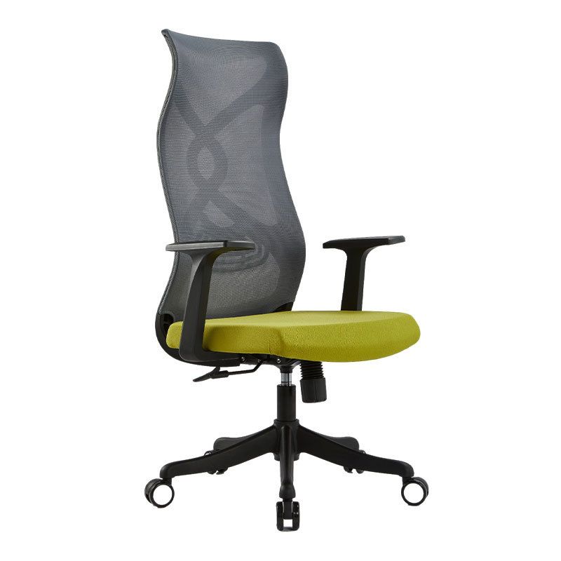 Fixed Arms Office Chair Microfiber Desk High Back Chair Swivel Ergonomic