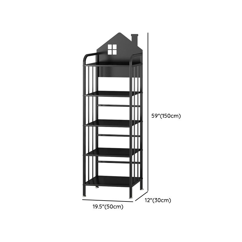 Industrial Freestanding Shelf Bookcase Metal Black Cube Storage Bookcase