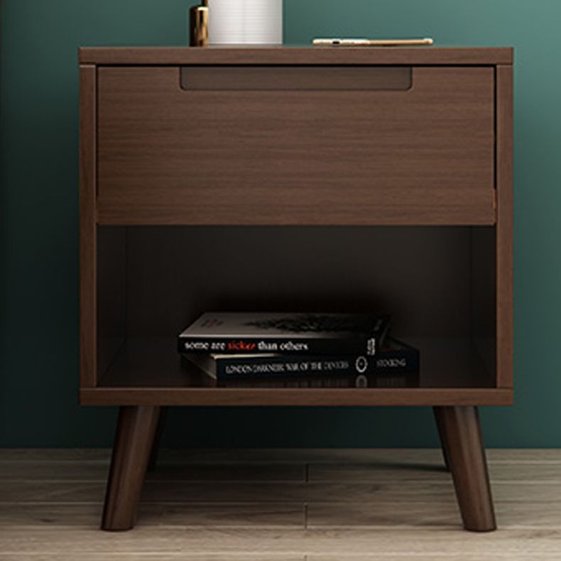 Contemporary Solid Wood Nightstand Drawers Bed Night Table Legs Included