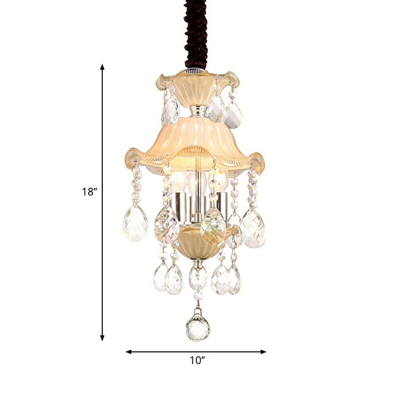 Modernist Flower Chandelier Light Clear Crystal 3 Lights Corridor Hanging Ceiling Lamp