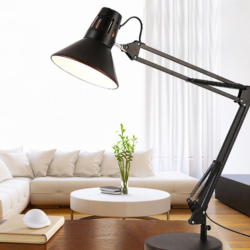 Conical Study Room Desk Lamp Metallic 1 Head Nordic Table Light with Swing Arm