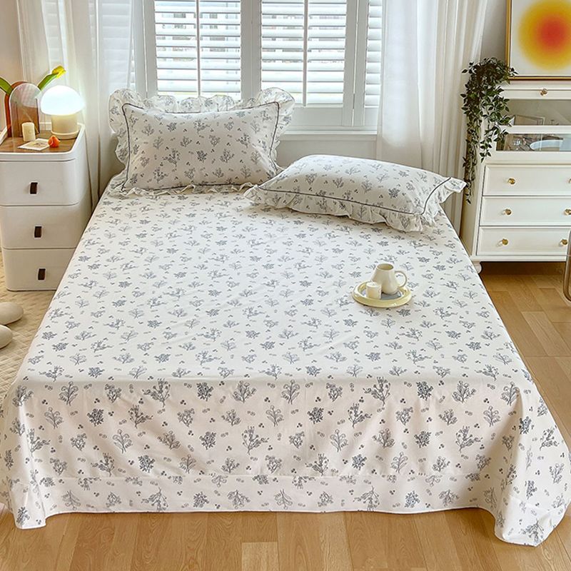 Floral Print Bed Sheet Set Modern Spring Cotton Fitted Sheet