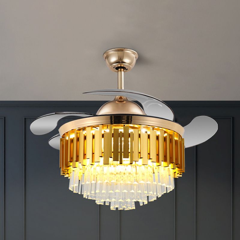 Tambour conique en or Mount de salon en cristal moderne.