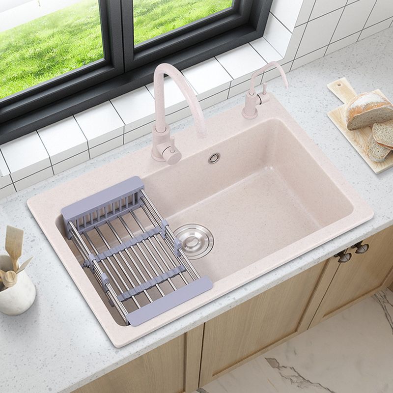 Drop-In Quartz Kitchen Sink Single Bowl Kitchen Sink in White