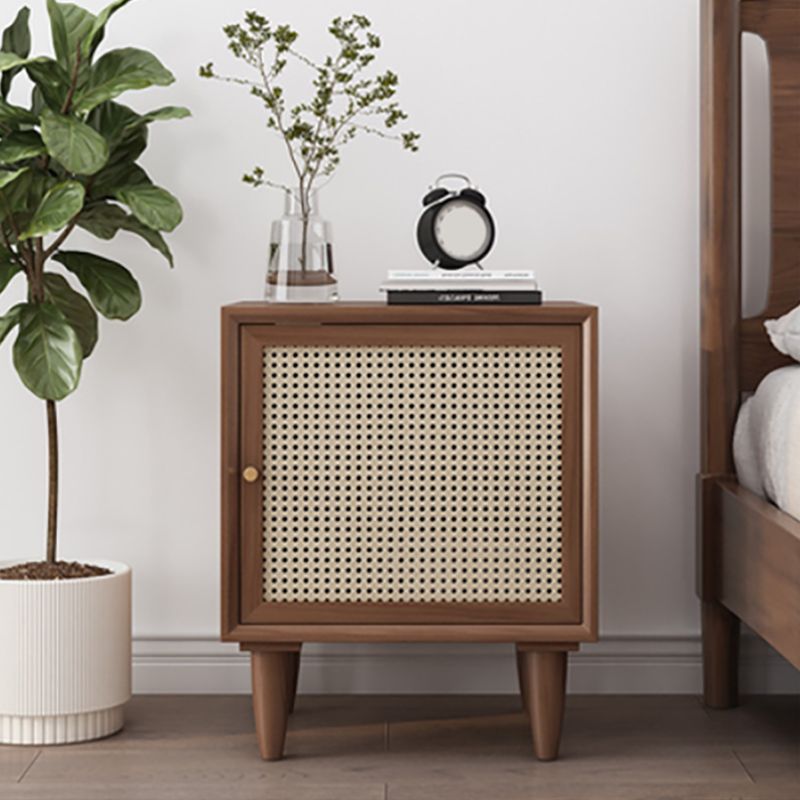 Rattan Bed Nightstand Modern Minimalist Bedside Table with Legs