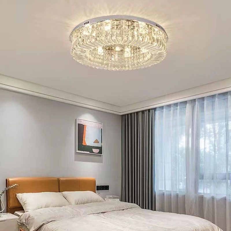 Modern Minimalist Ceiling Lamp Crystal Flush Mount Light Fixture for Bedroom