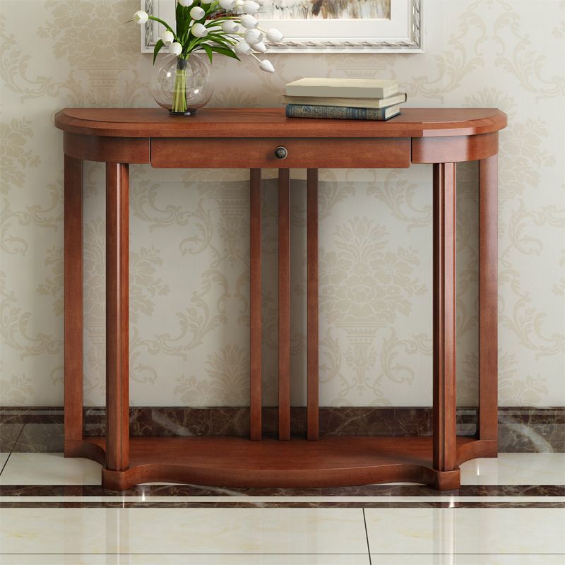 Mid-Century Modern Console Table in Solid Wood with 1 Drawer