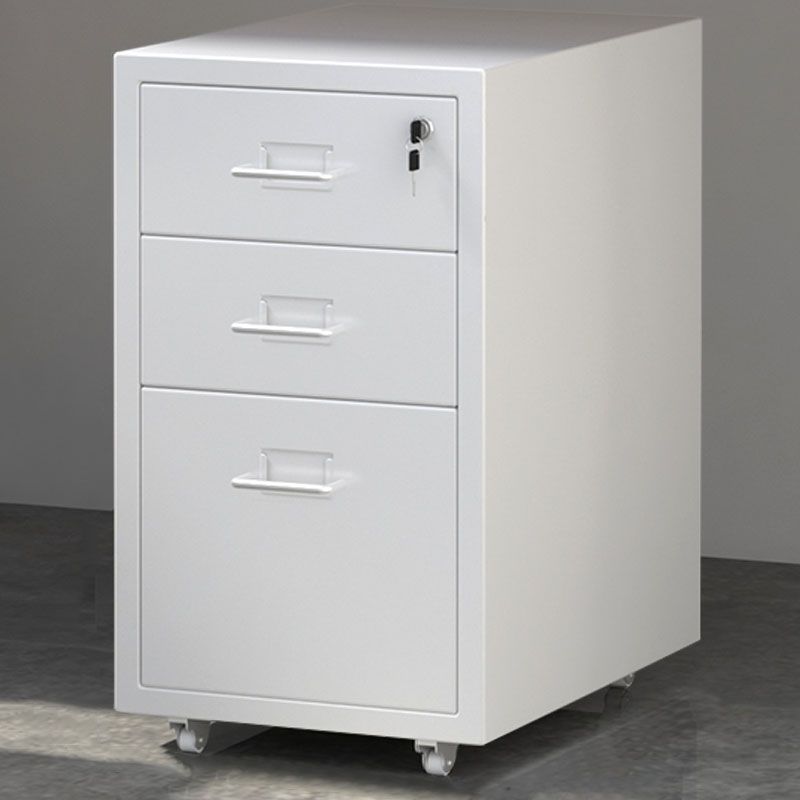 Home Office File Cabinet Modern Solid Color Metal Filing Cabinet On Castors