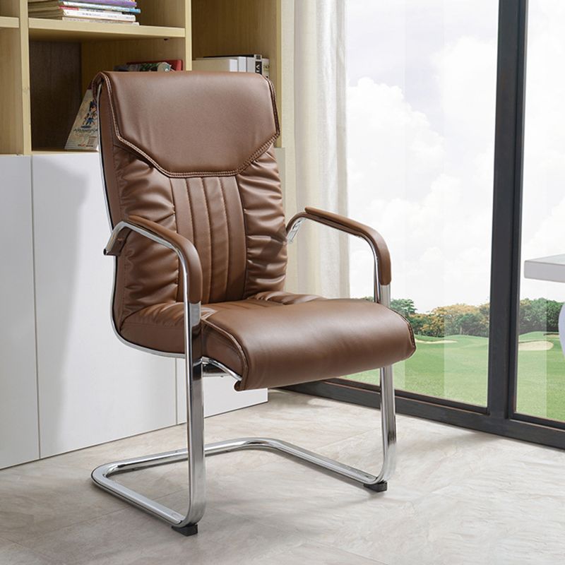 Modern Metal and Faux Leather Desk Chair with Hight Back Home Office Chair