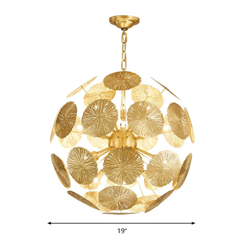 12/20 bollen metaal kroonluchter lamp Colonial Gold Sferical Living Room hangend plafondlicht