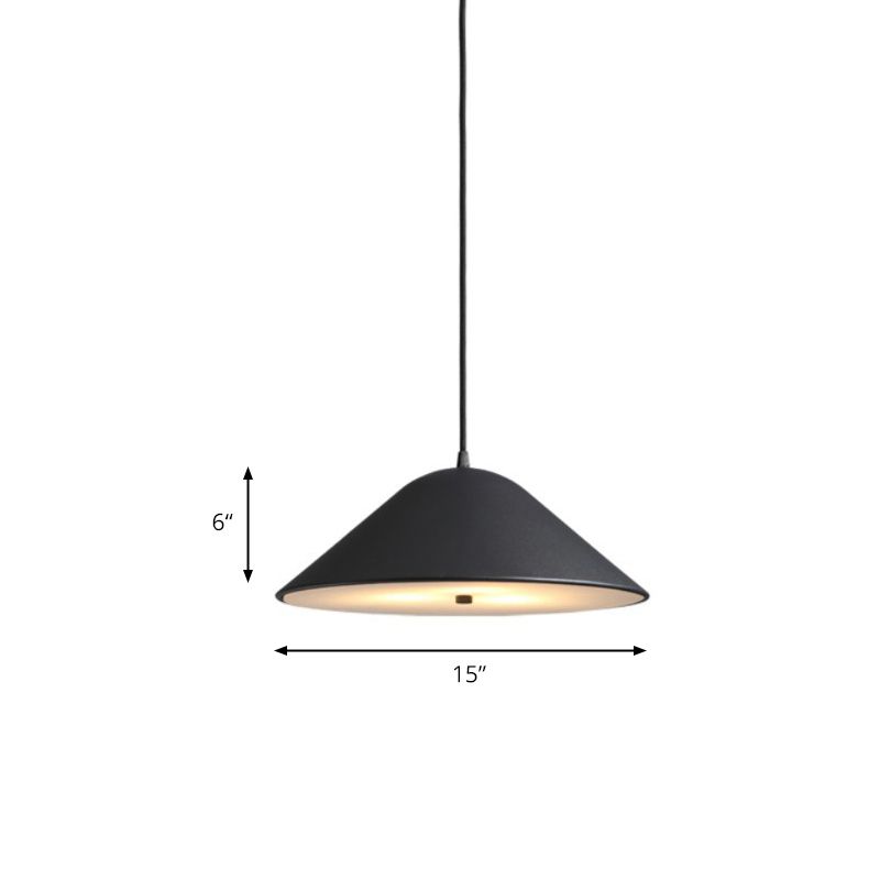 Matte Black/Polished Chrome/Polished Rose Gold Tapered Suspension Light Modern Metal 1 Light Ceiling Pendant Light for Dining Room