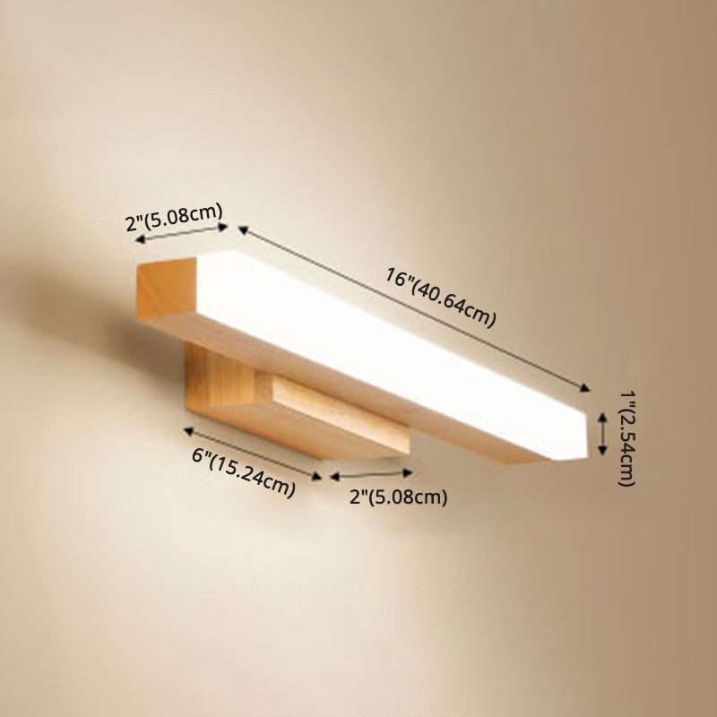 Rectangular Vanity Wall Light Nordic Minimalist Style Wood Single Vanity Light